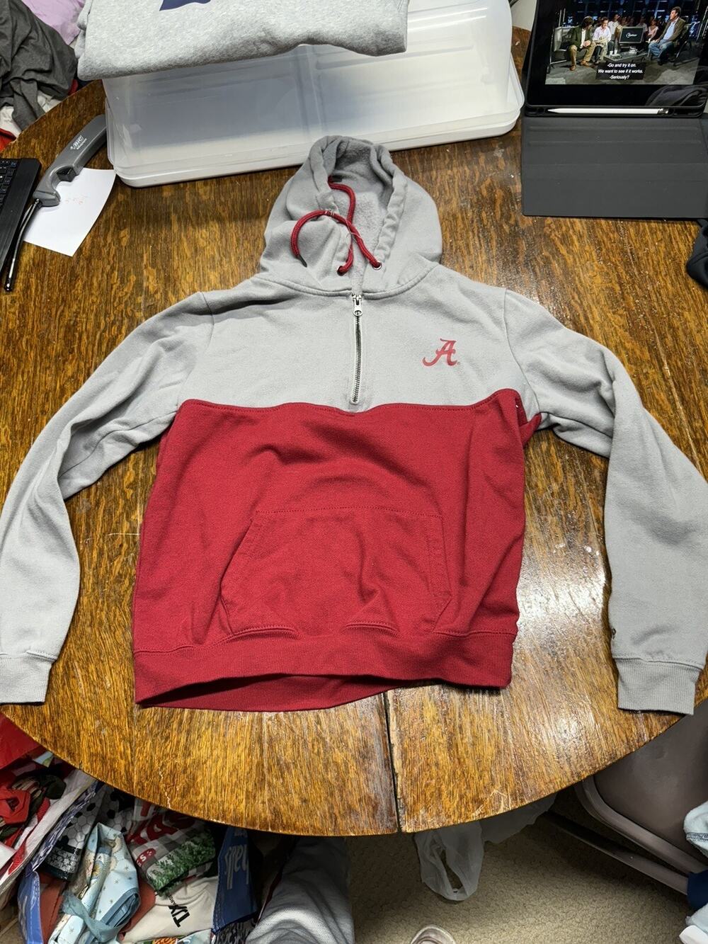 Alabama 1/4 Zip Pullover Medium Women Crimson Tide Colosseum Gray Red